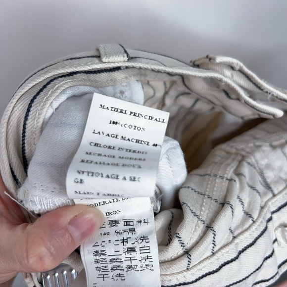 Manoush Striped Pants Cream Black High Rise Flare Leg Neutral Pinstripe Size 2 - Picture 12 of 12